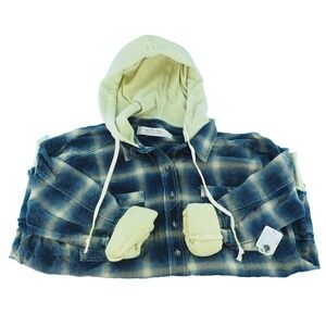 We The Free Calico Basin Plaid Button-Down w/Hood